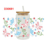 UV DTF Cup Wraps – 8 Sheets for 16oz Glass Cups, Decals & Craft Supplies (Butterfly B)